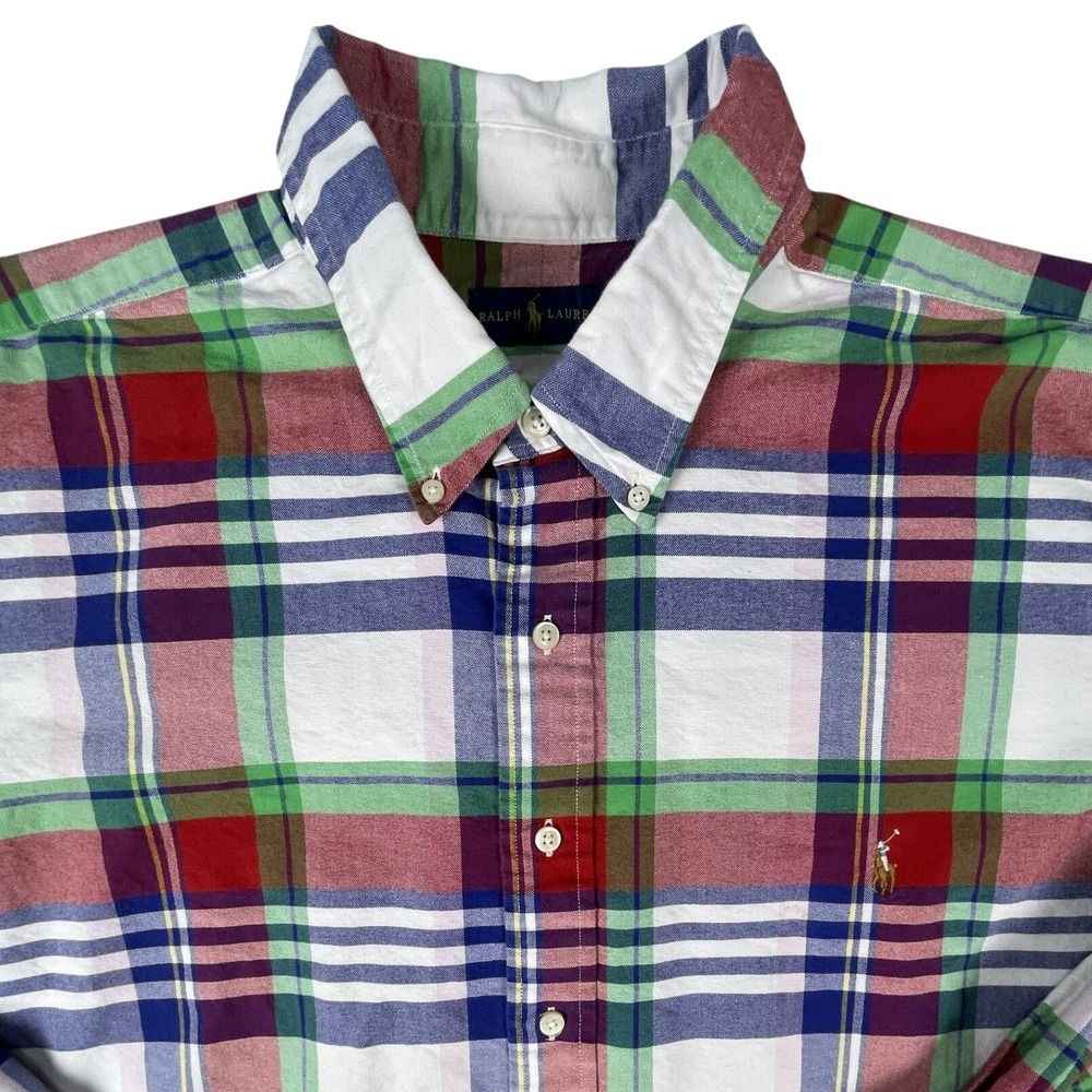 Ralph Lauren Shirt Mens 2XB Multi Plaid Oxford Button Down Big & Tall Pony Logo